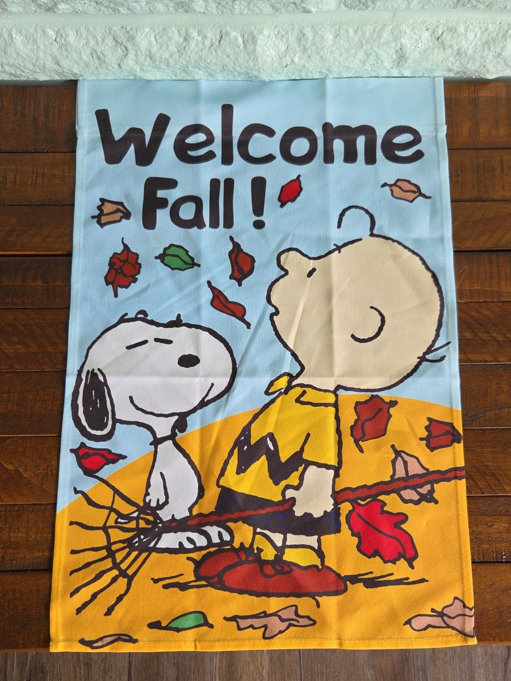 Welcome Fall Peanuts Cartoon Decorative Yard Home Flag Sign
